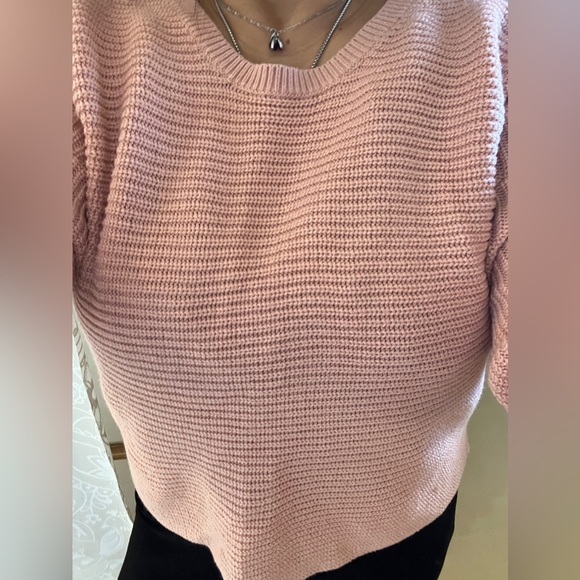 Peach 2-in-1 Knit Crop Sweater Rose Pink Boho Anthro Kawaii Knot Off Shoulder S - Picture 3 of 14